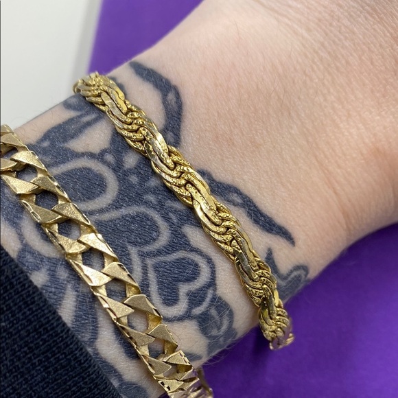 💛 Vintage Gold Plated Braided Chain Bracelet - Picture 4 of 5